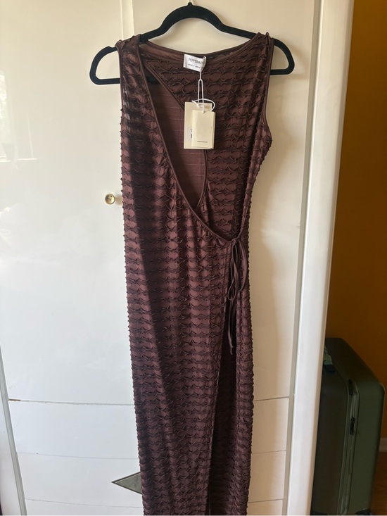 Peppermayo Dresses & Skirts - Peppermayo Chocolate Brown Textured Wrap Maxi Dress